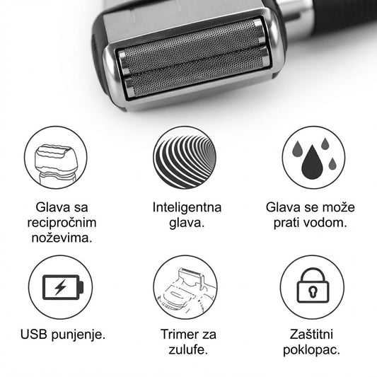 Mini Električni Brijač – Džepni Trimer za Bradu i Precizno Brijanje